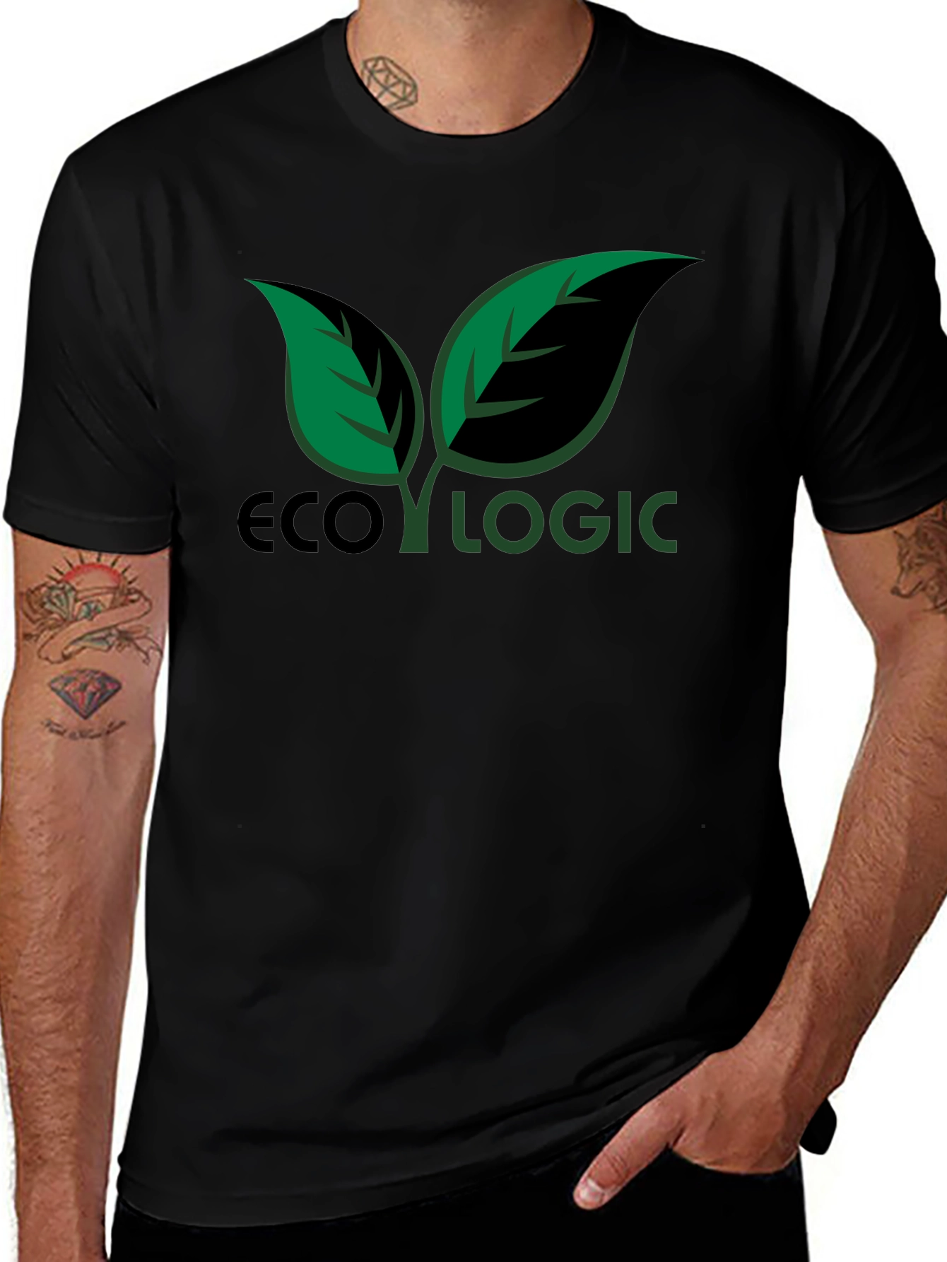 Eco Logic Graphic T-Shirt - Green Leaves Design