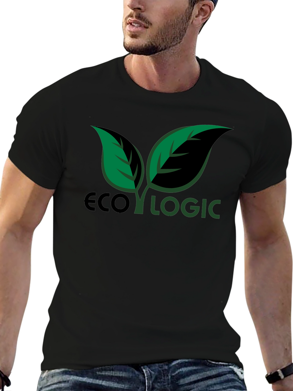 Eco Logic Graphic T-Shirt - Green Leaves Design