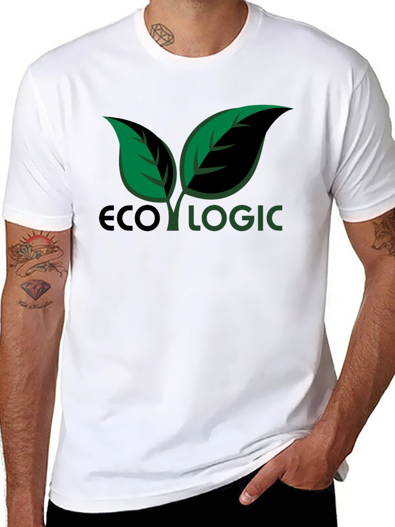 Eco Logic Graphic T-Shirt - Green Leaves Design