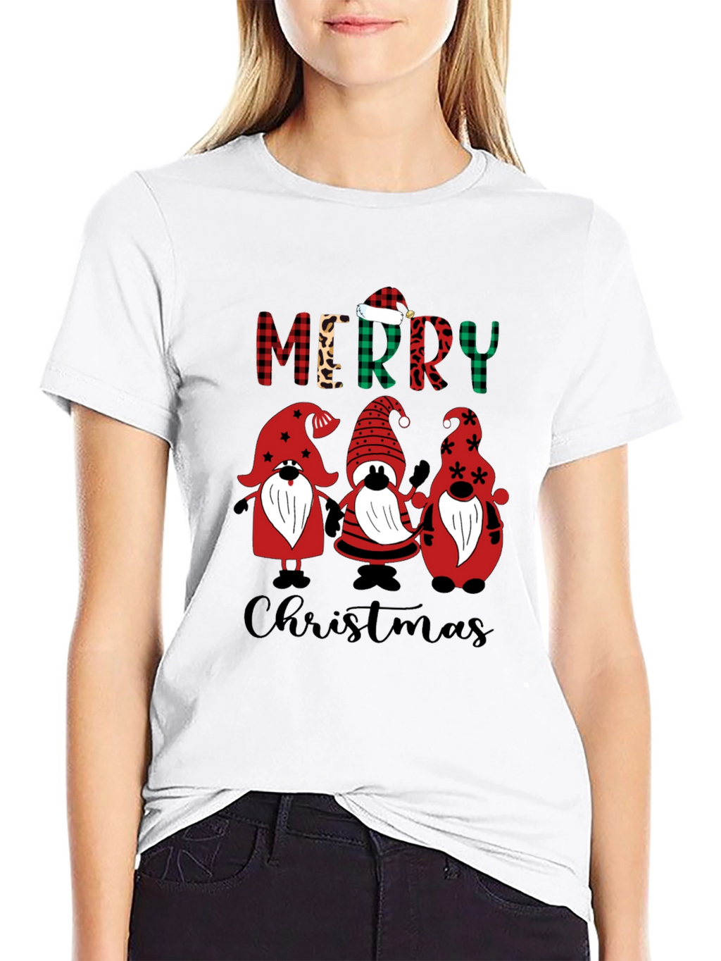 Festive Gnome Merry Christmas Graphic Tee