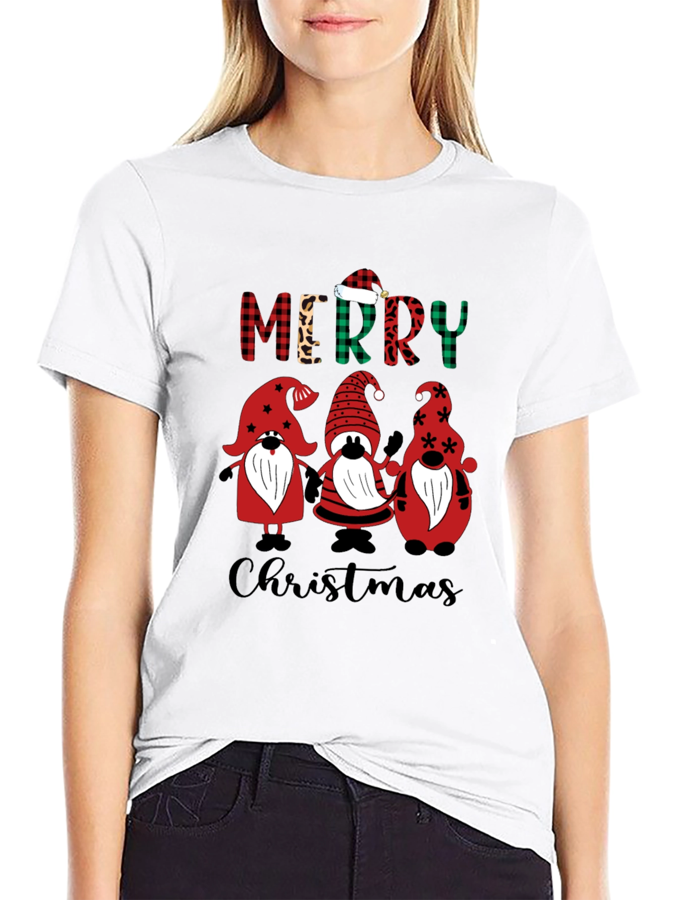 Festive Gnome Merry Christmas Graphic Tee