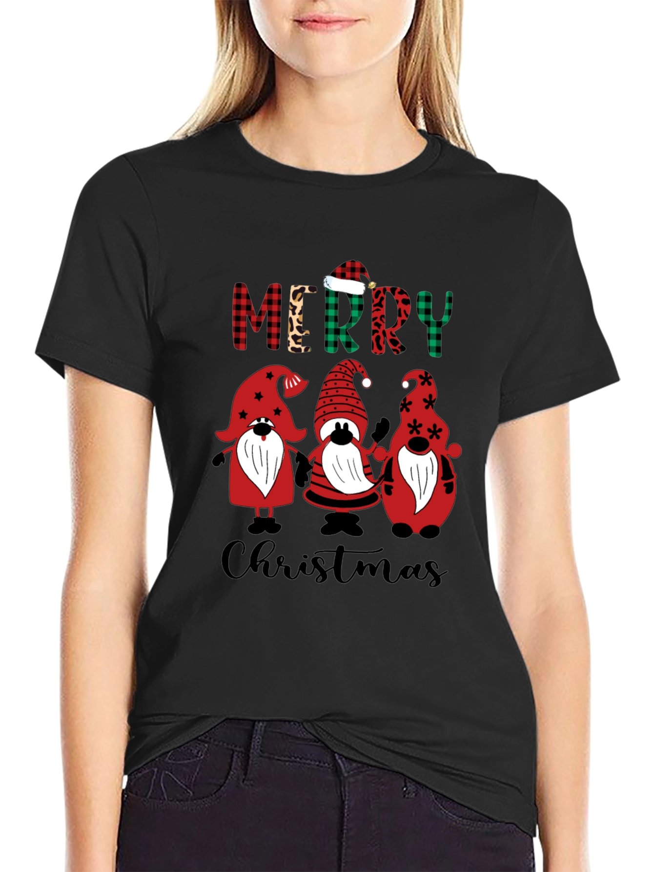 Festive Gnome Merry Christmas Graphic Tee