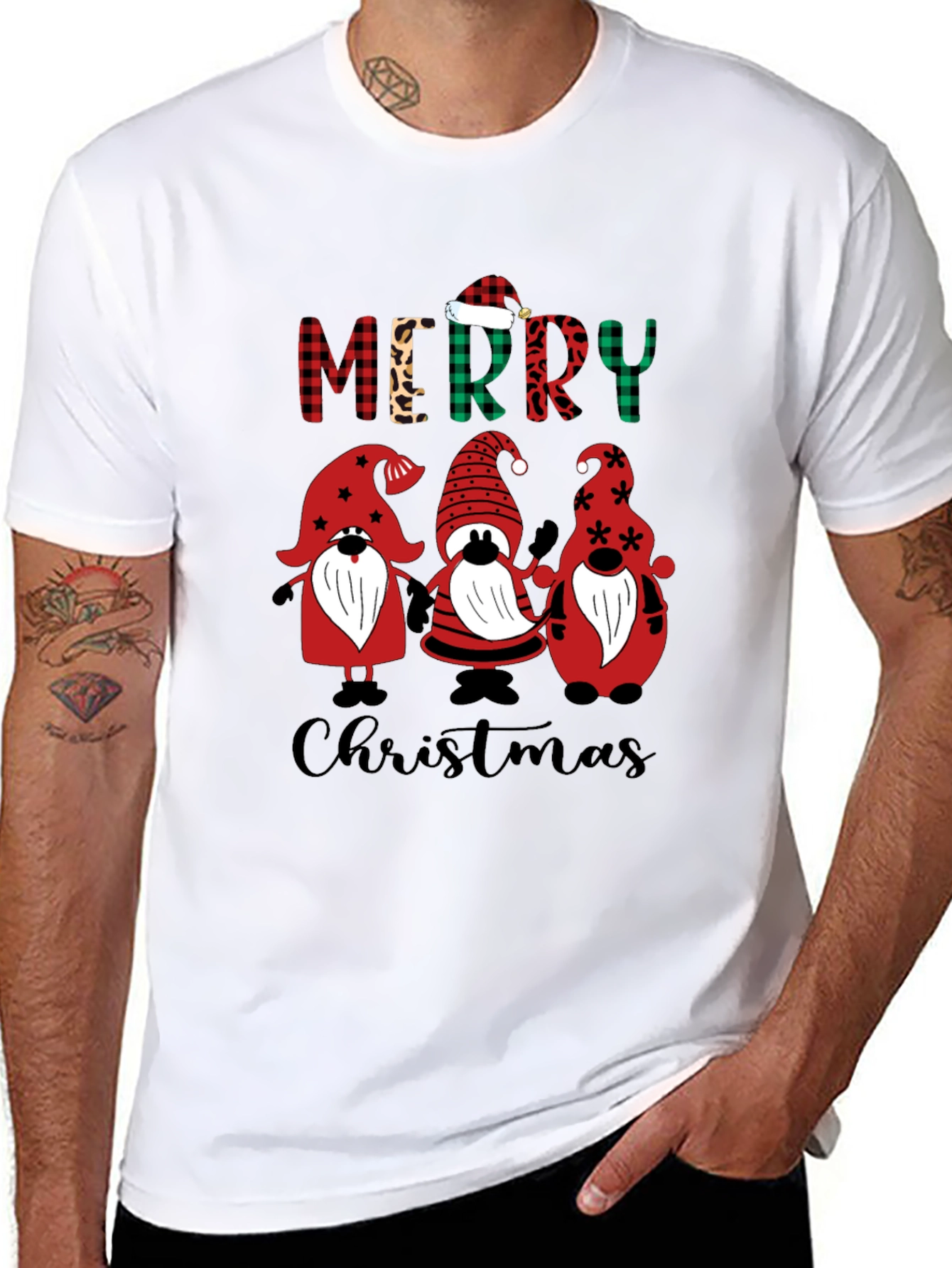Festive Gnome Merry Christmas Graphic Tee