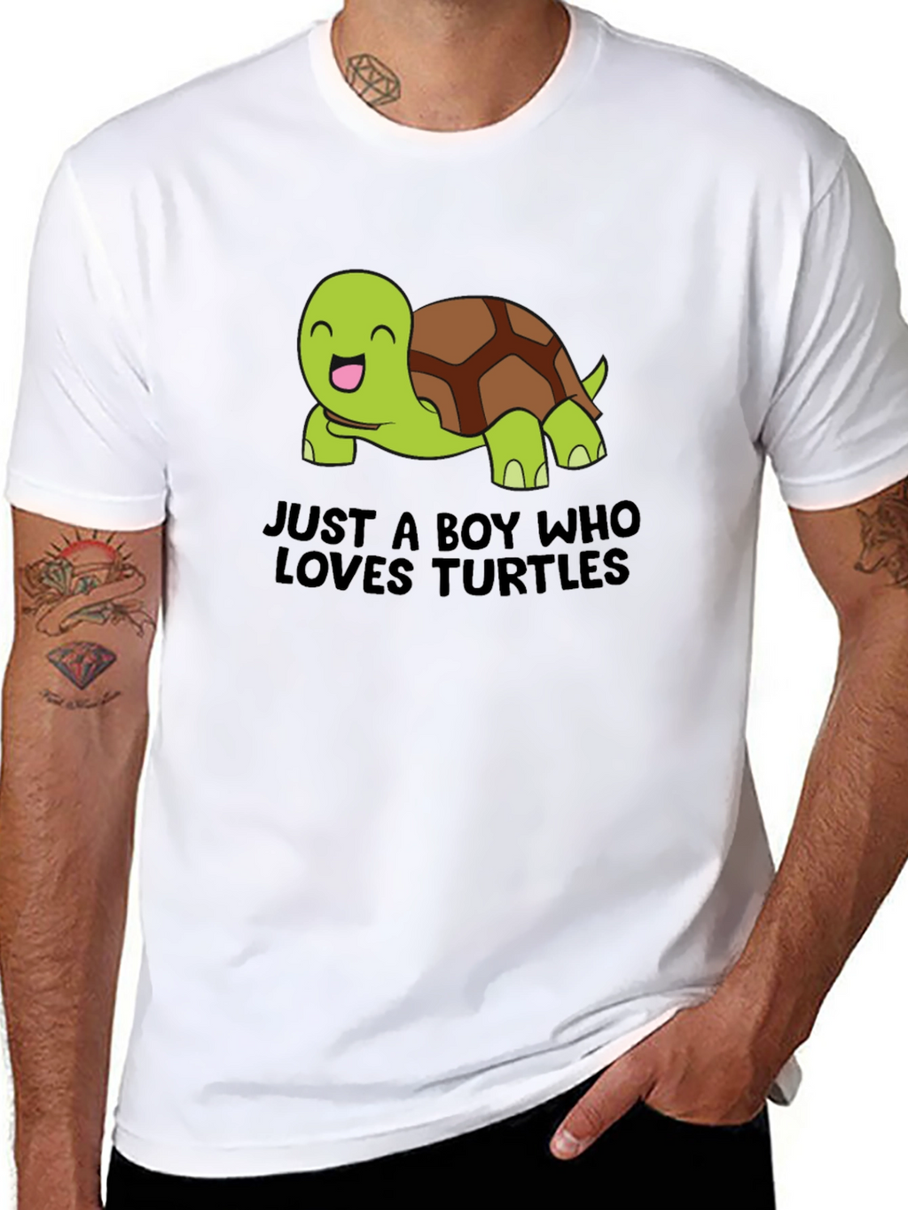 Boys Loves Turtles Graphic Tee - Black