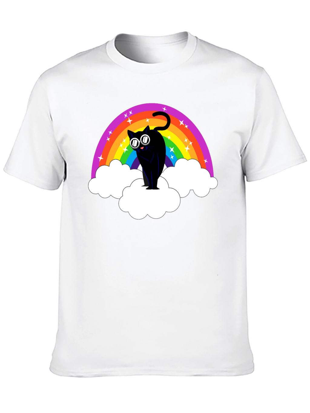 Rainbow Cat T-Shirt - Black Cotton Tee