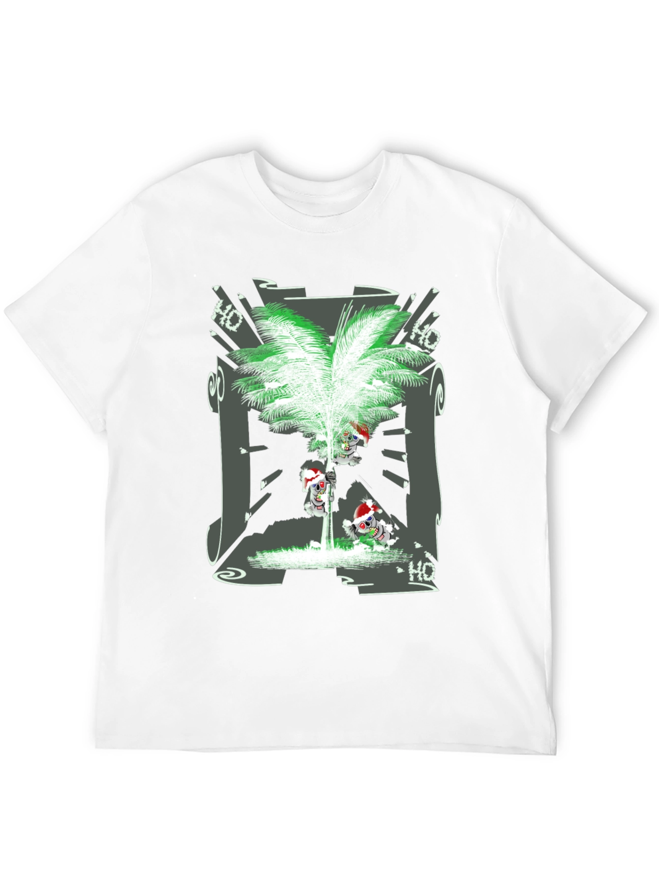 Tropical Christmas Tee with Santa Skeleton Design