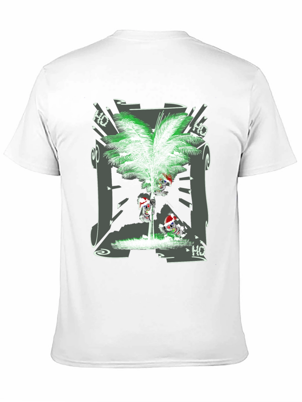 Tropical Christmas Tee with Santa Skeleton Design