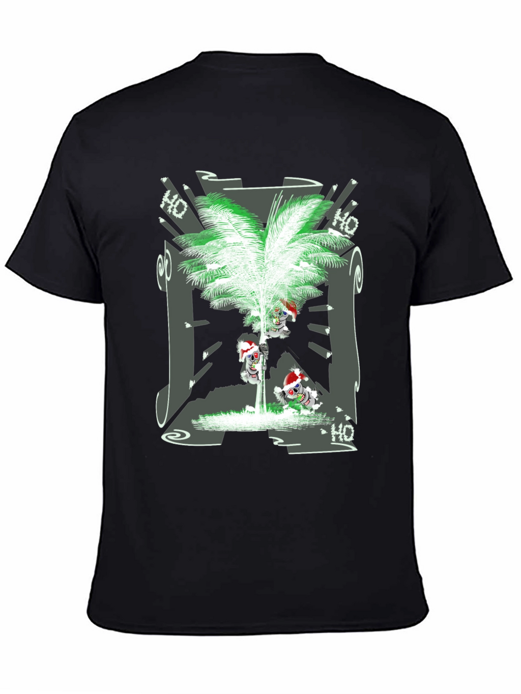 Tropical Christmas Tee with Santa Skeleton Design