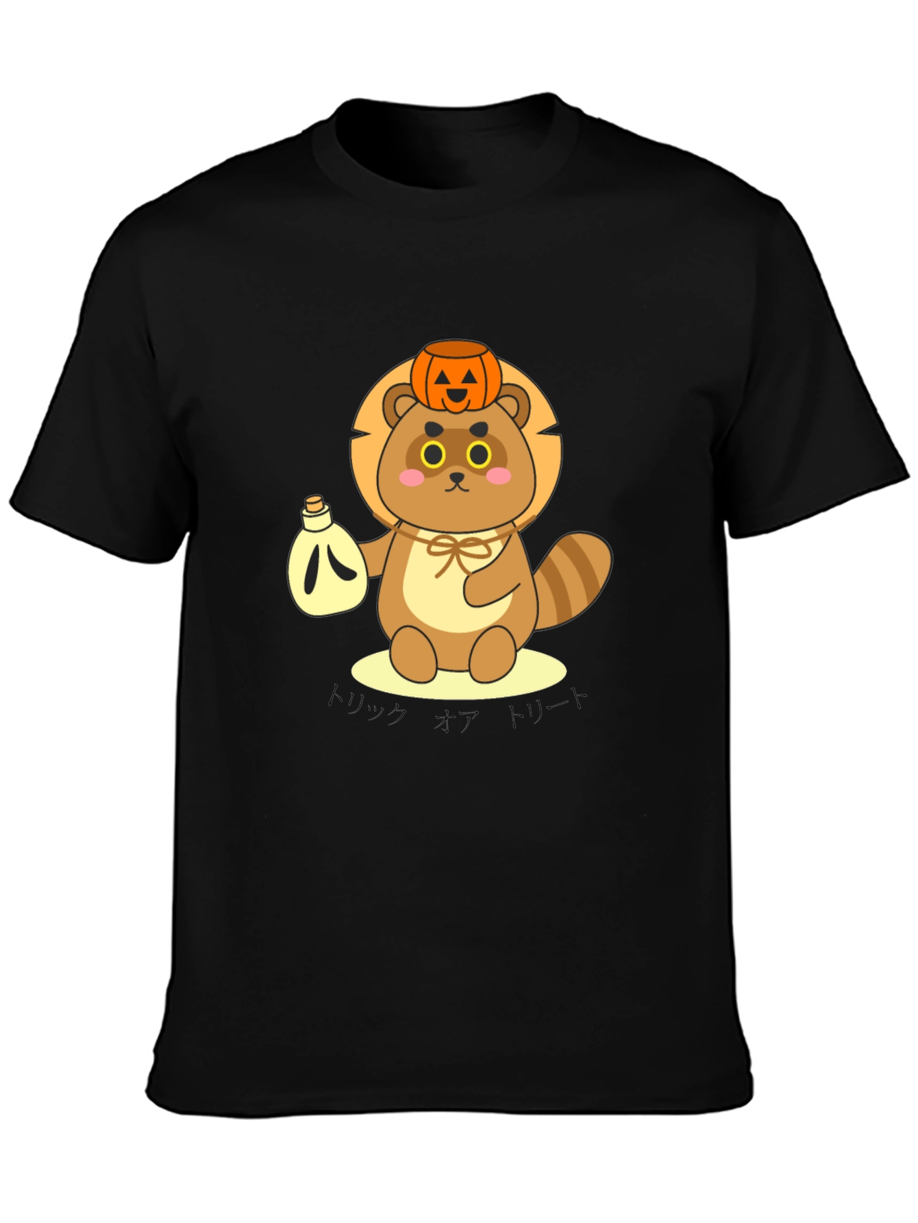 Cute Tanuki Pumpkin Tee - Halloween Style