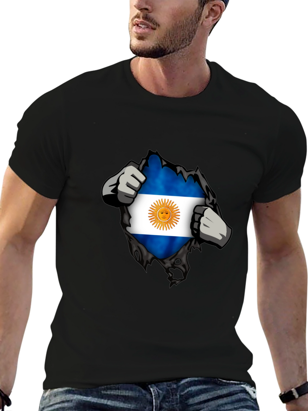 Argentina Flag Ripped T-Shirt