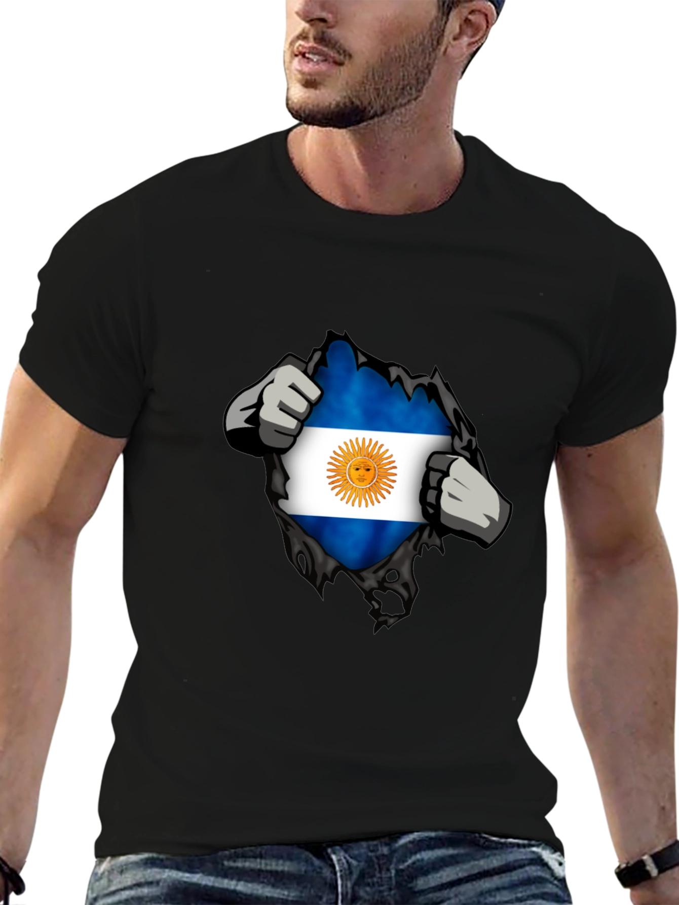Argentina Flag Ripped T-Shirt