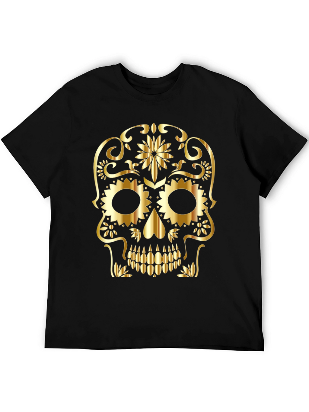 Gold Skull Graphic Black T-Shirt
