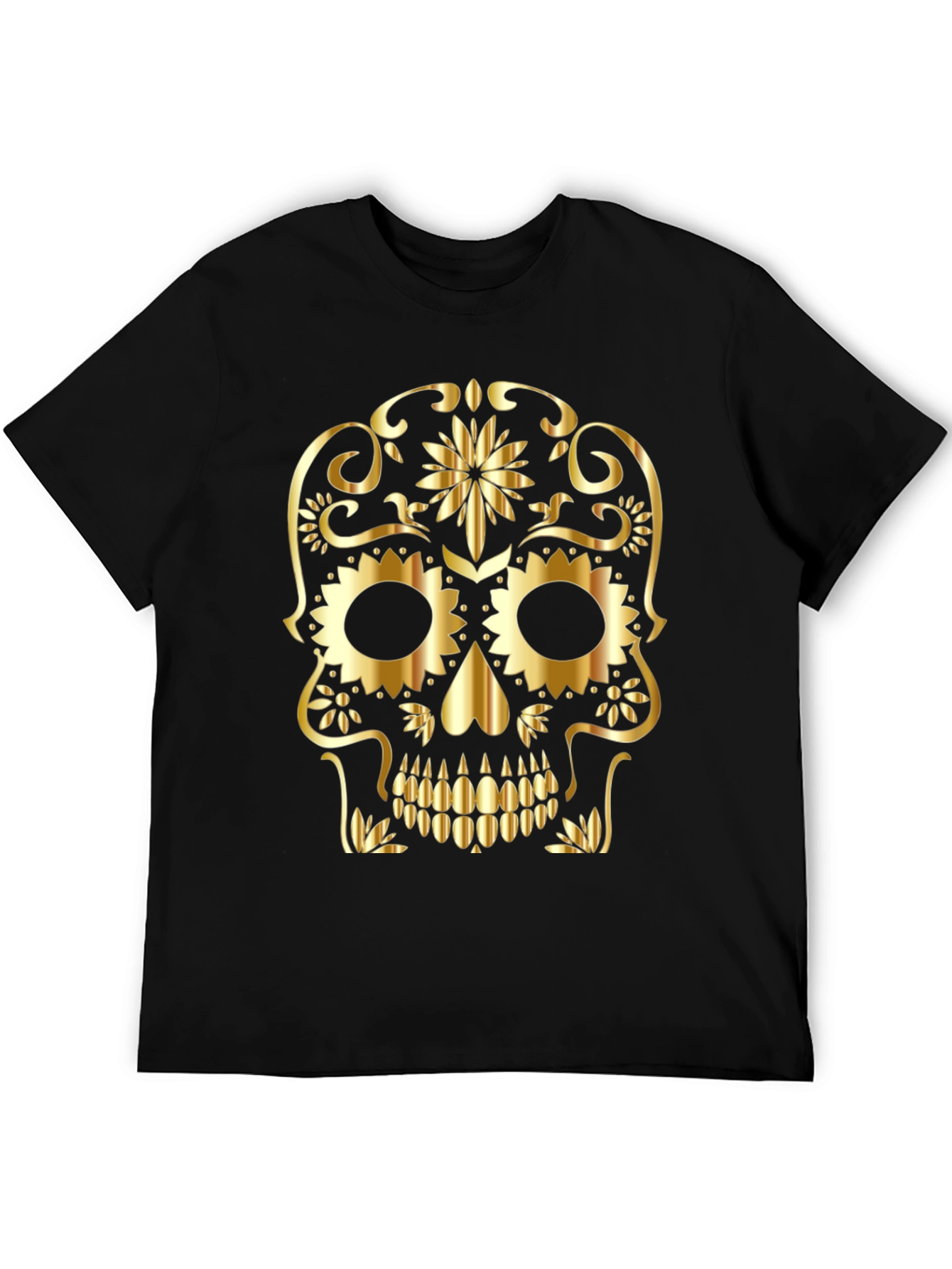 Gold Skull Graphic Black T-Shirt