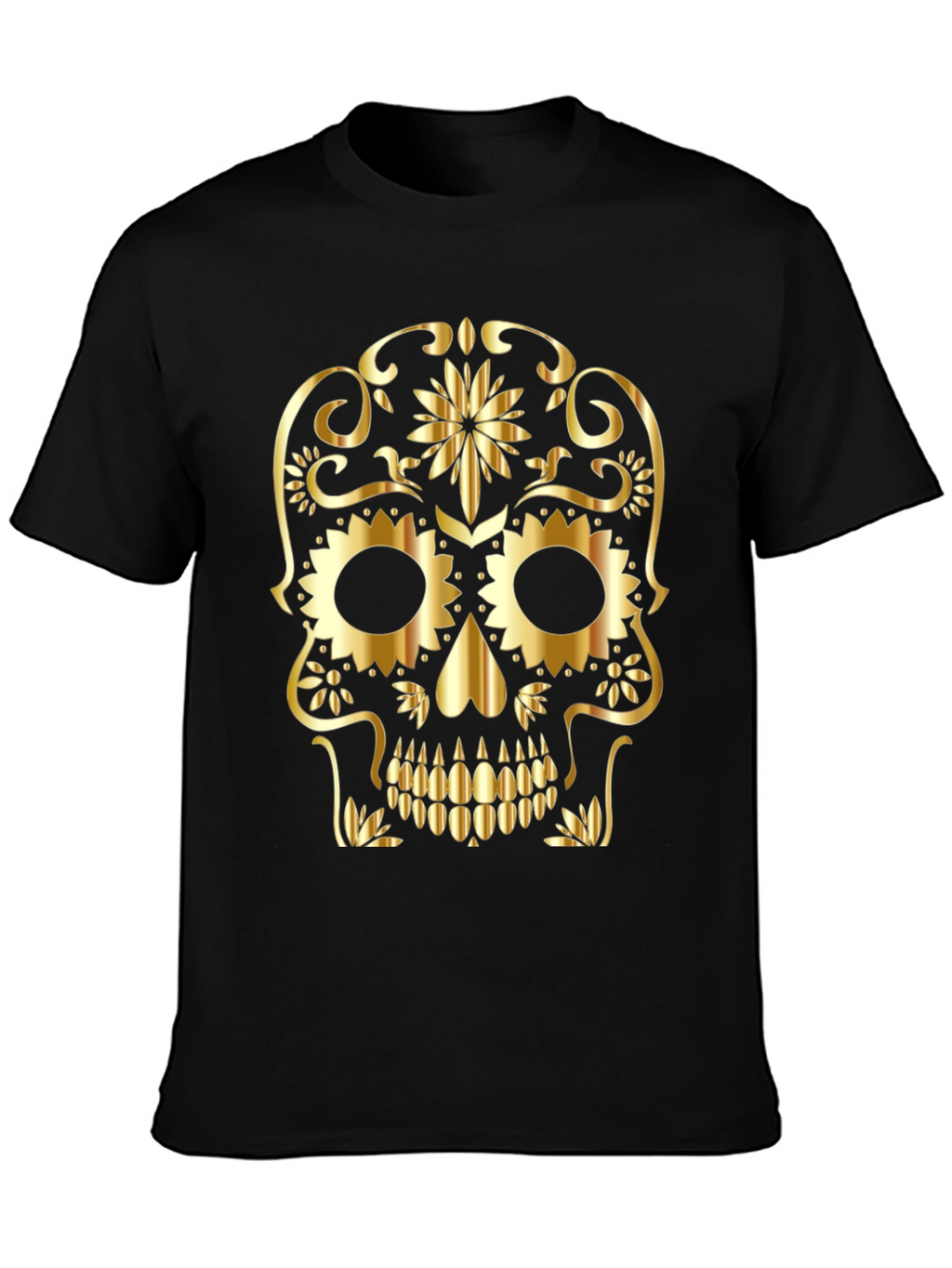 Gold Skull Graphic Black T-Shirt