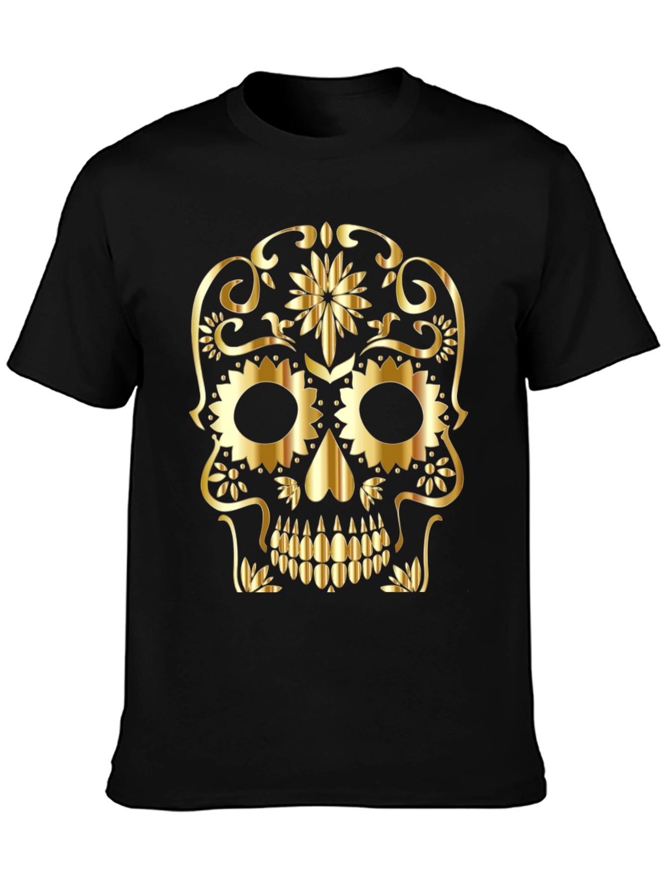 Gold Skull Graphic Black T-Shirt