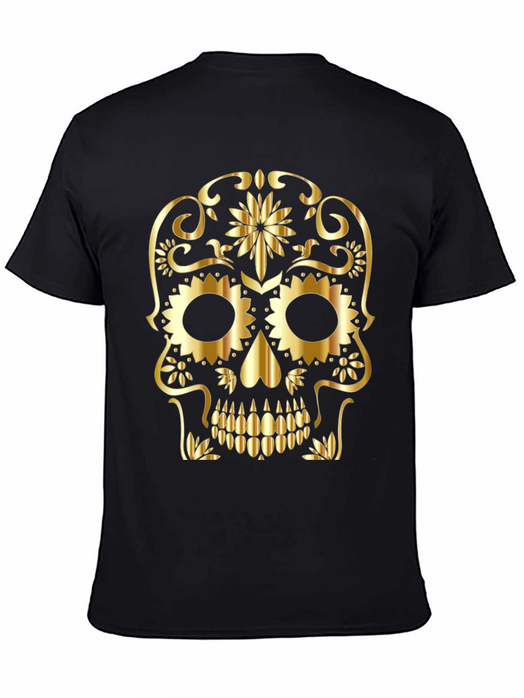 Gold Skull Graphic Black T-Shirt