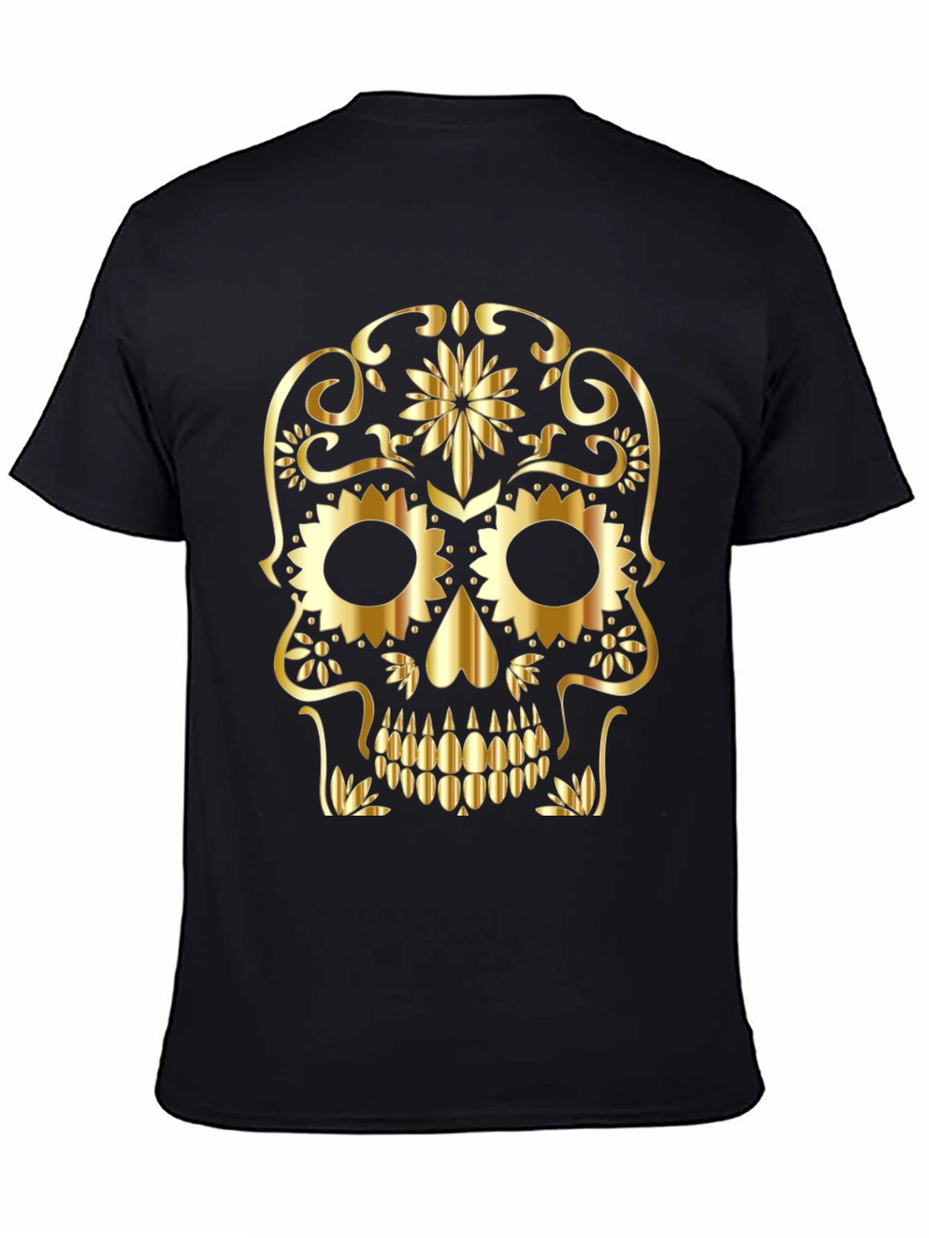 Gold Skull Graphic Black T-Shirt