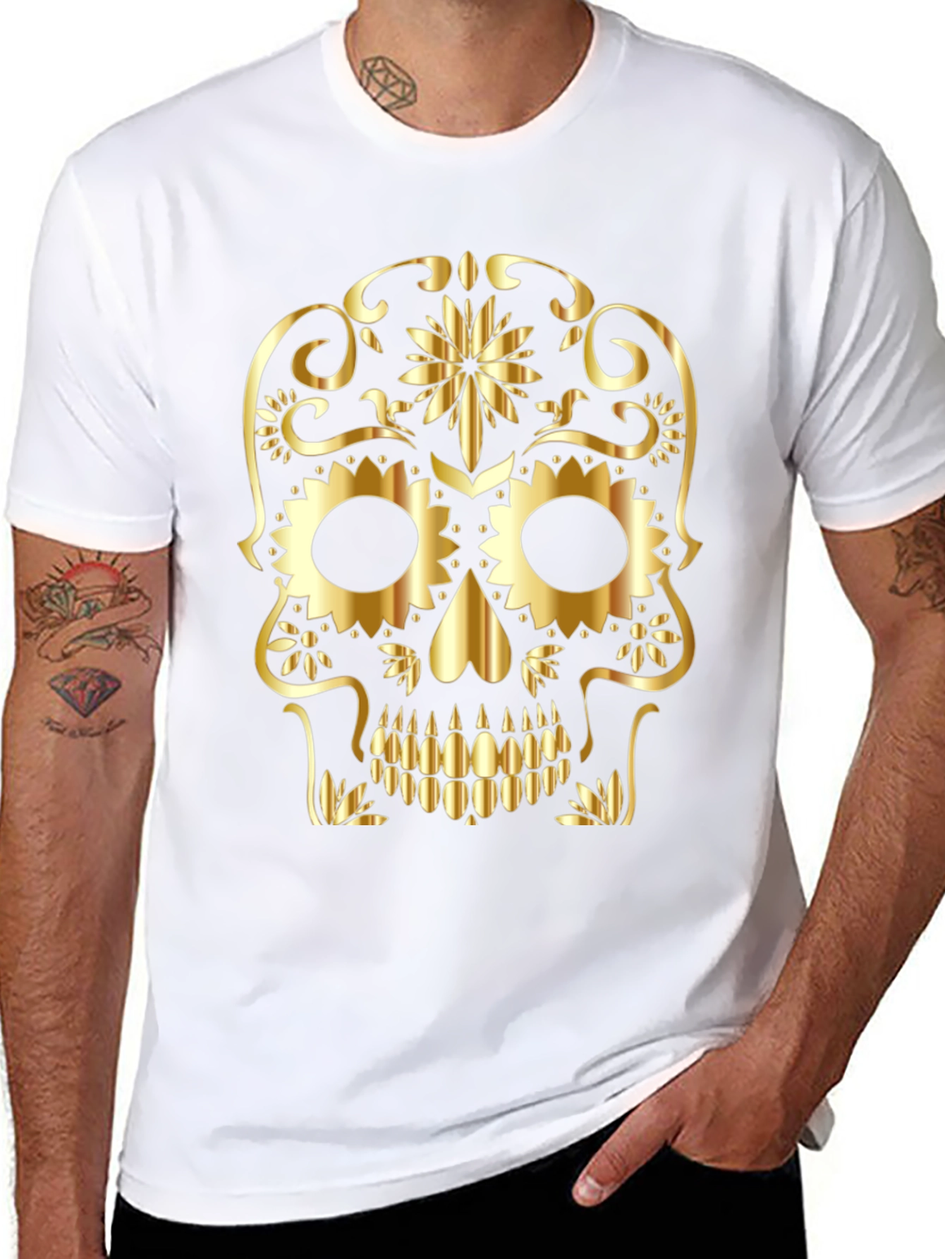 Gold Skull Graphic Black T-Shirt