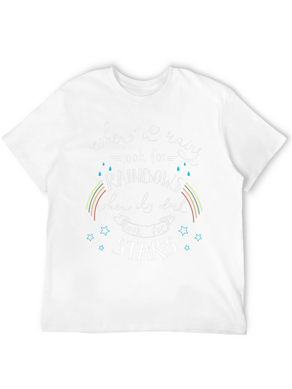 Rainbows & Stars Graphic Tee - Inspirational Black T-Shirt