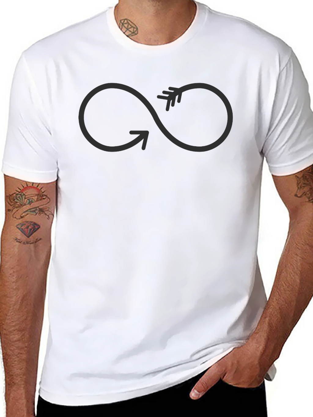 Infinity Arrow Graphic Tee - Soft Black Cotton