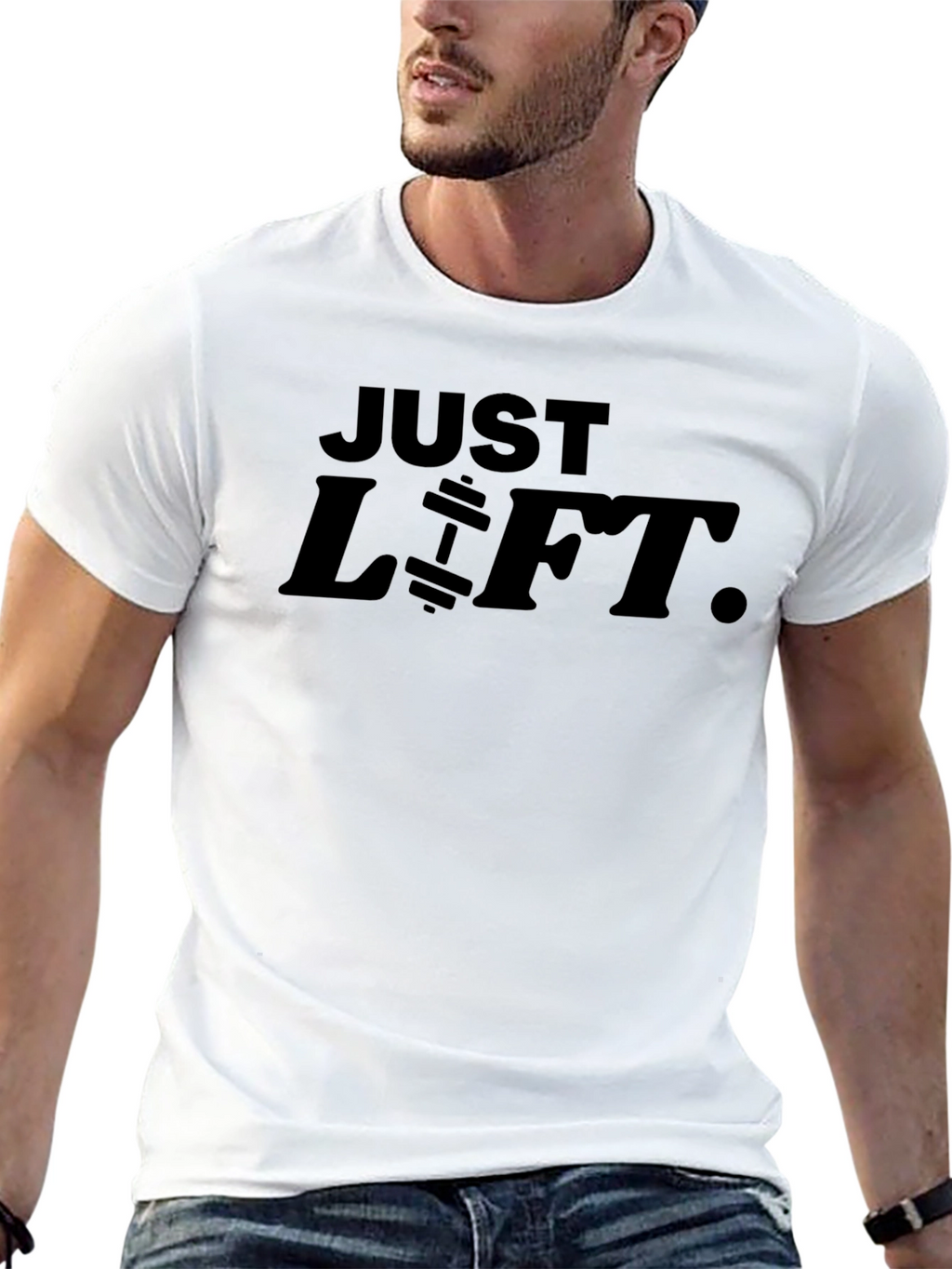 Just Lift Black Graphic Tee - Gym Motivation Shirt