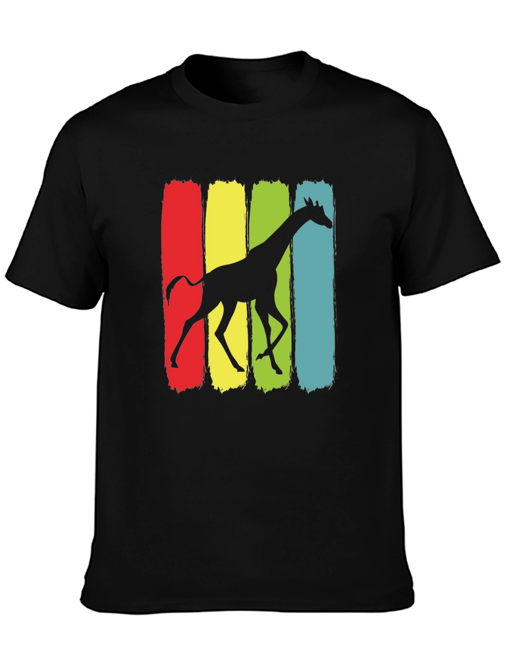 Giraffe Silhouette Graphic Print Black T-Shirt