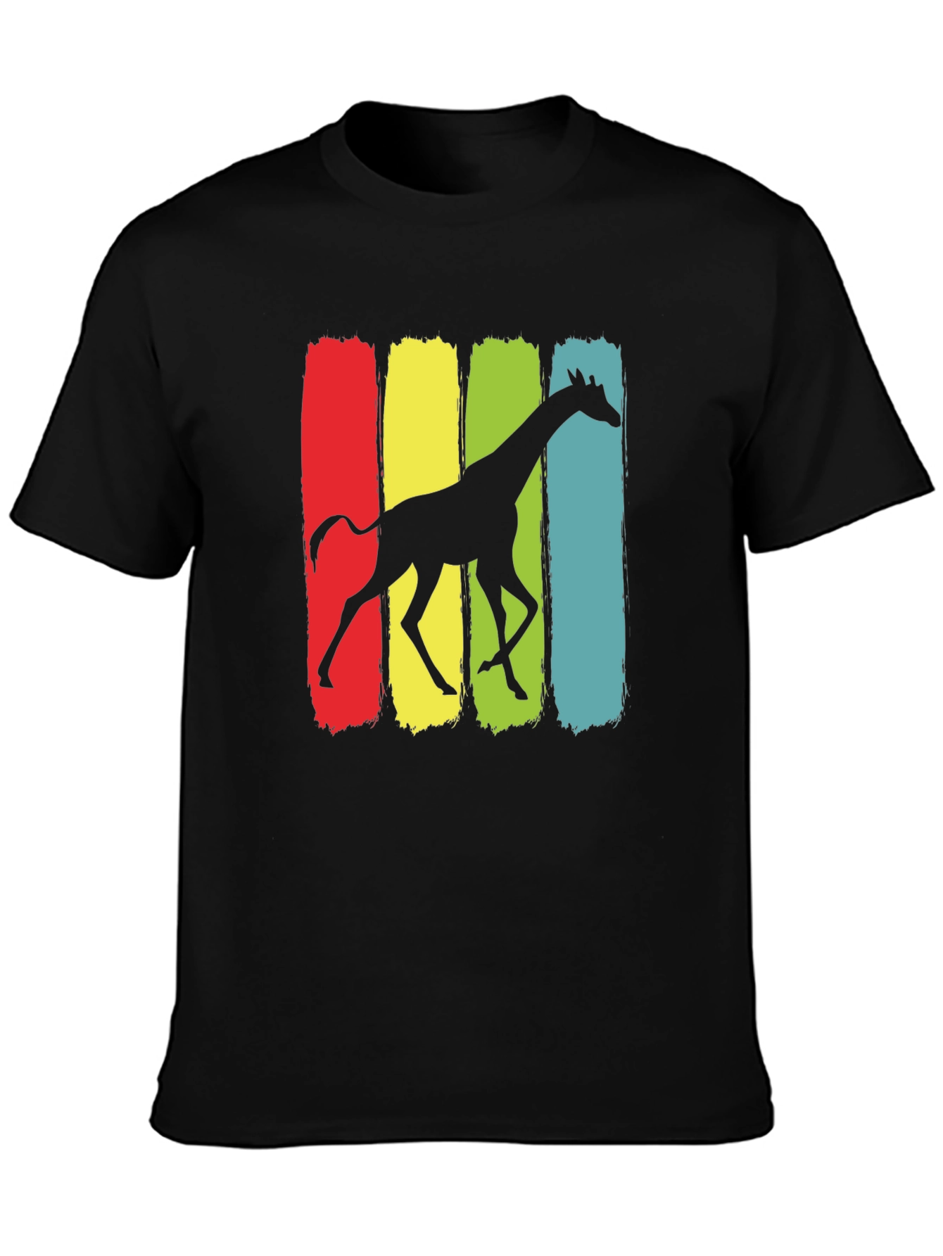 Giraffe Silhouette Graphic Print Black T-Shirt
