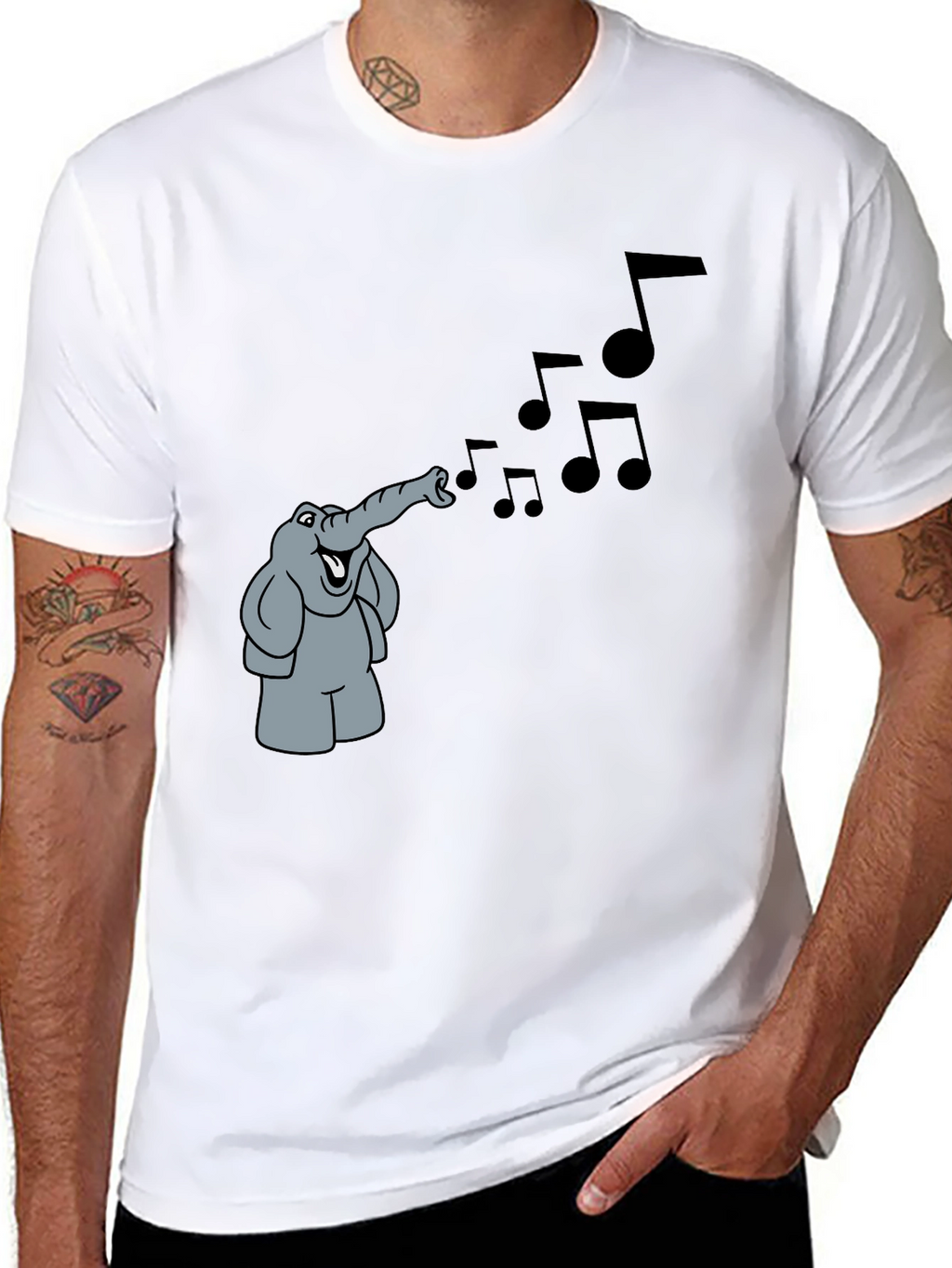 Musical Elephant Black T-Shirt