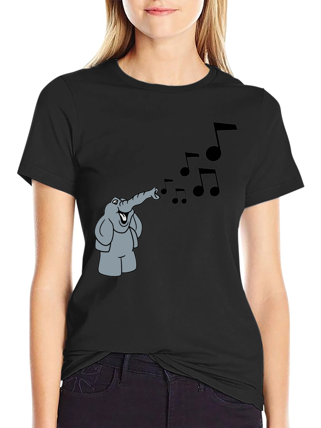 Musical Elephant Black T-Shirt