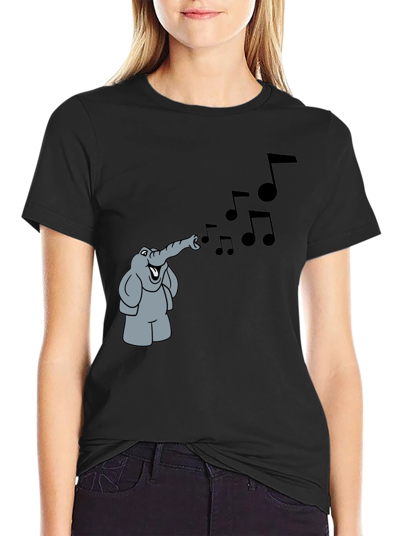 Musical Elephant Black T-Shirt