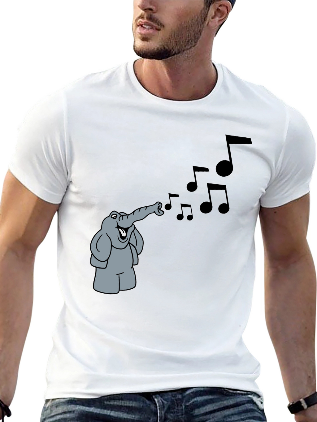 Musical Elephant Black T-Shirt