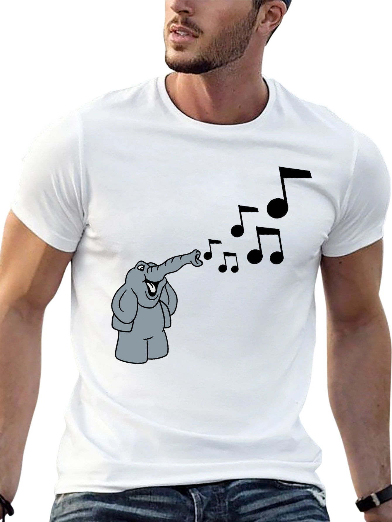 Musical Elephant Black T-Shirt