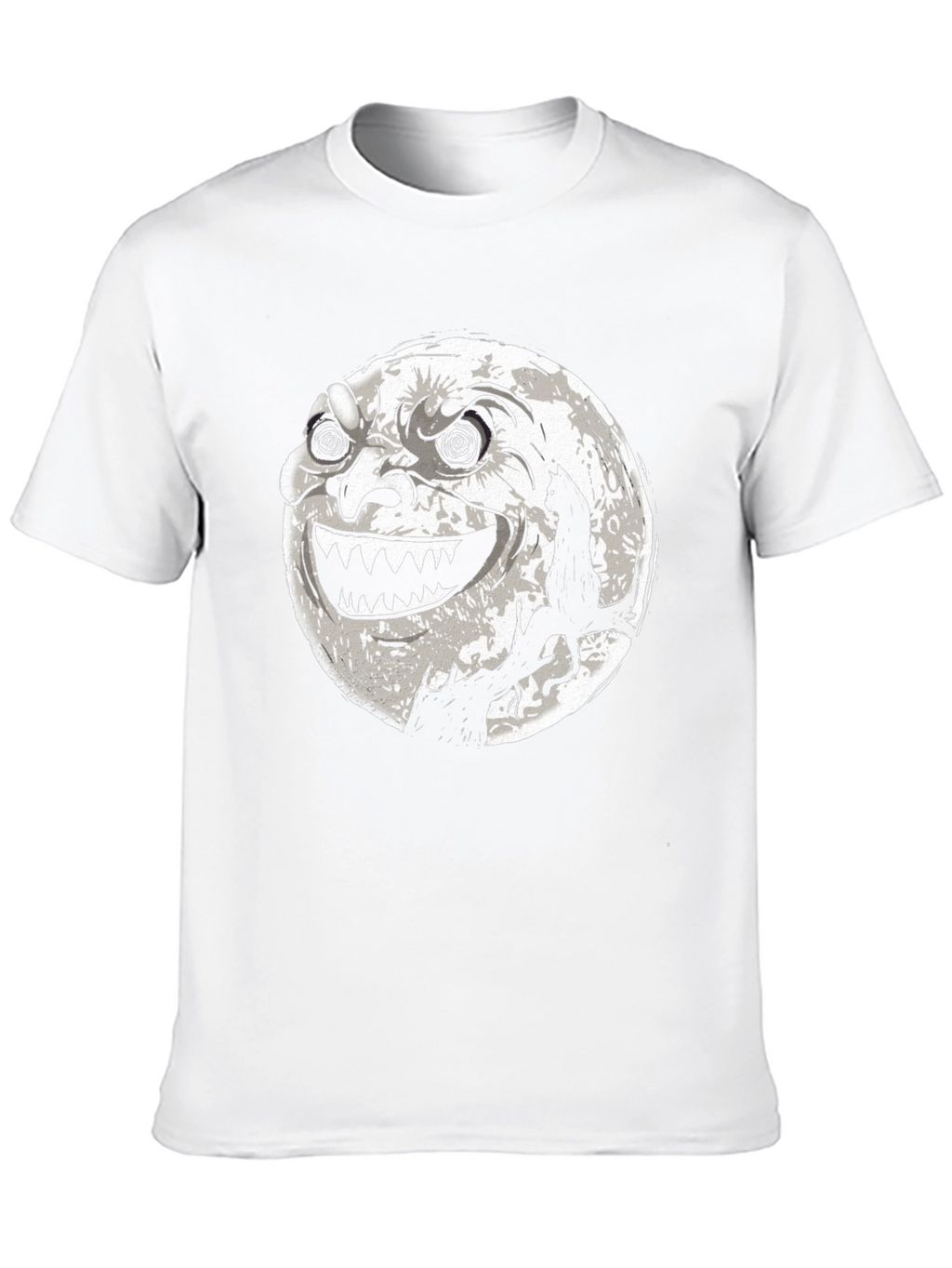 Spooky Moon Face Cat Black Tee
