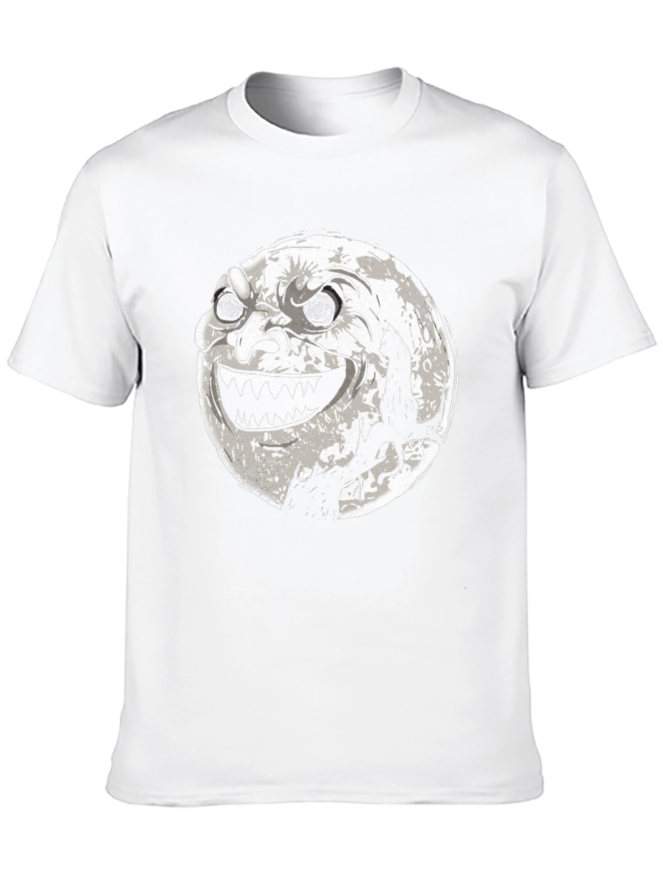 Spooky Moon Face Cat Black Tee