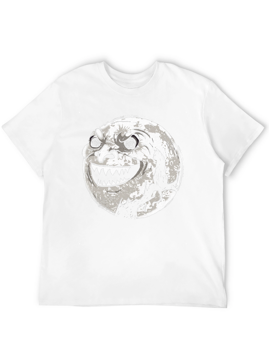 Spooky Moon Face Cat Black Tee