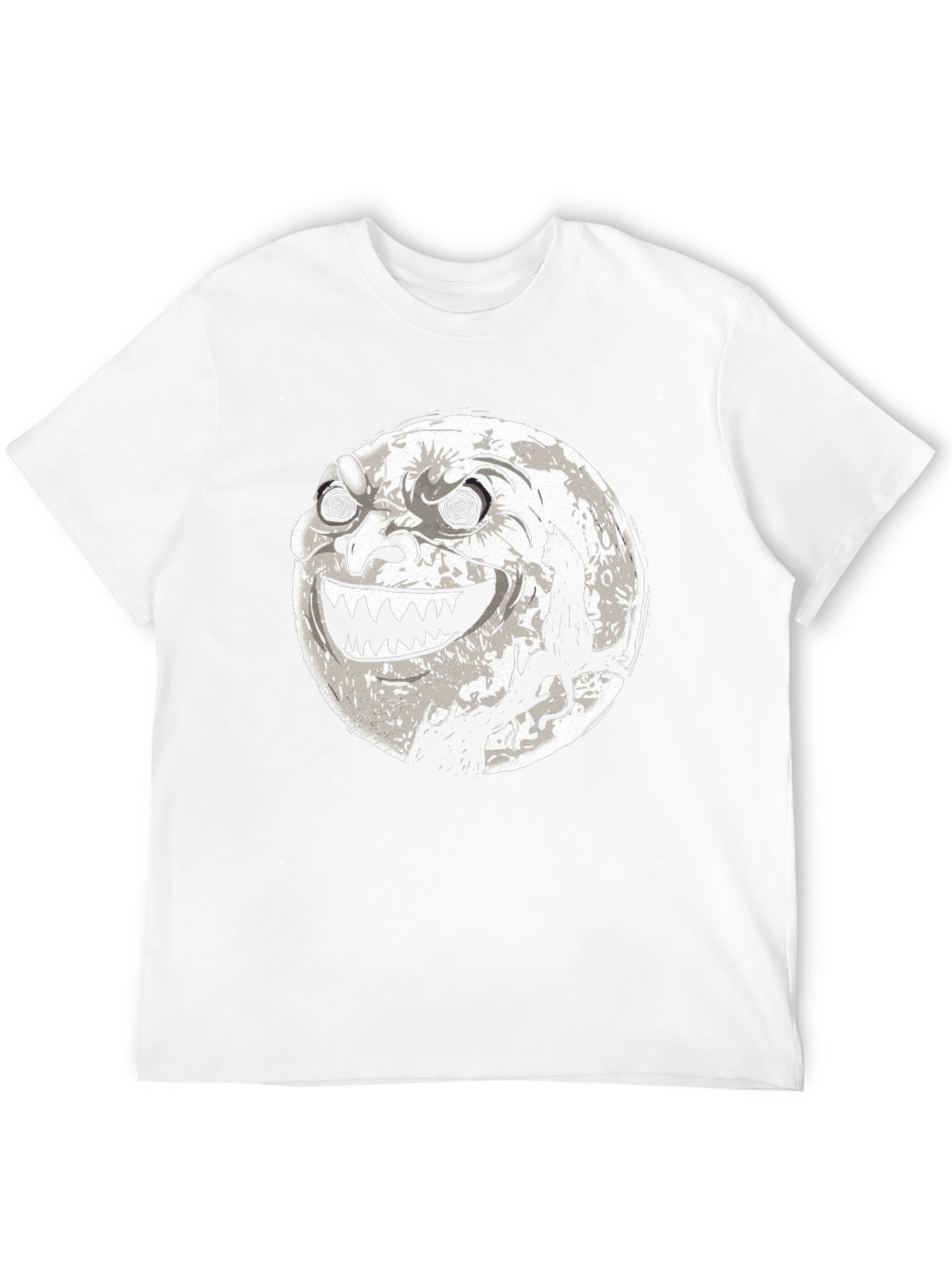 Spooky Moon Face Cat Black Tee