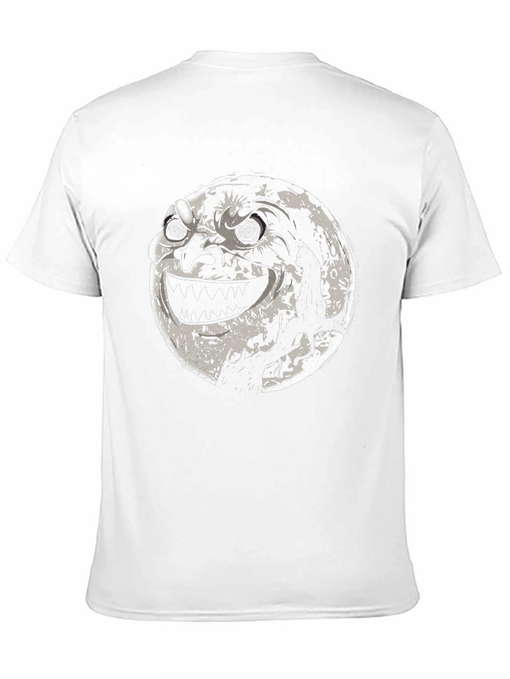 Spooky Moon Face Cat Black Tee