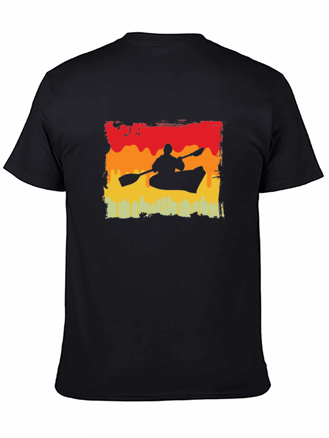 Kayak Silhouette T-Shirt - Retro Sunset Design