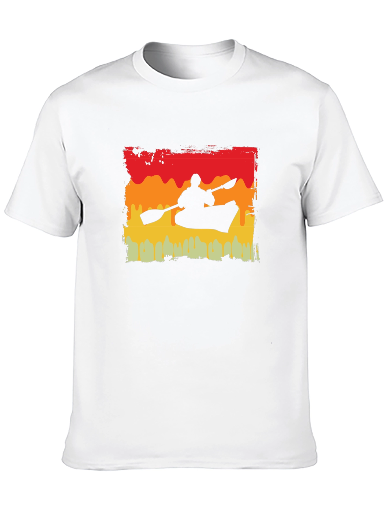 Kayak Silhouette T-Shirt - Retro Sunset Design