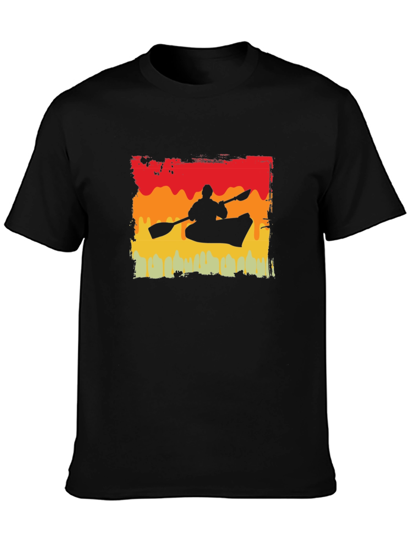 Kayak Silhouette T-Shirt - Retro Sunset Design