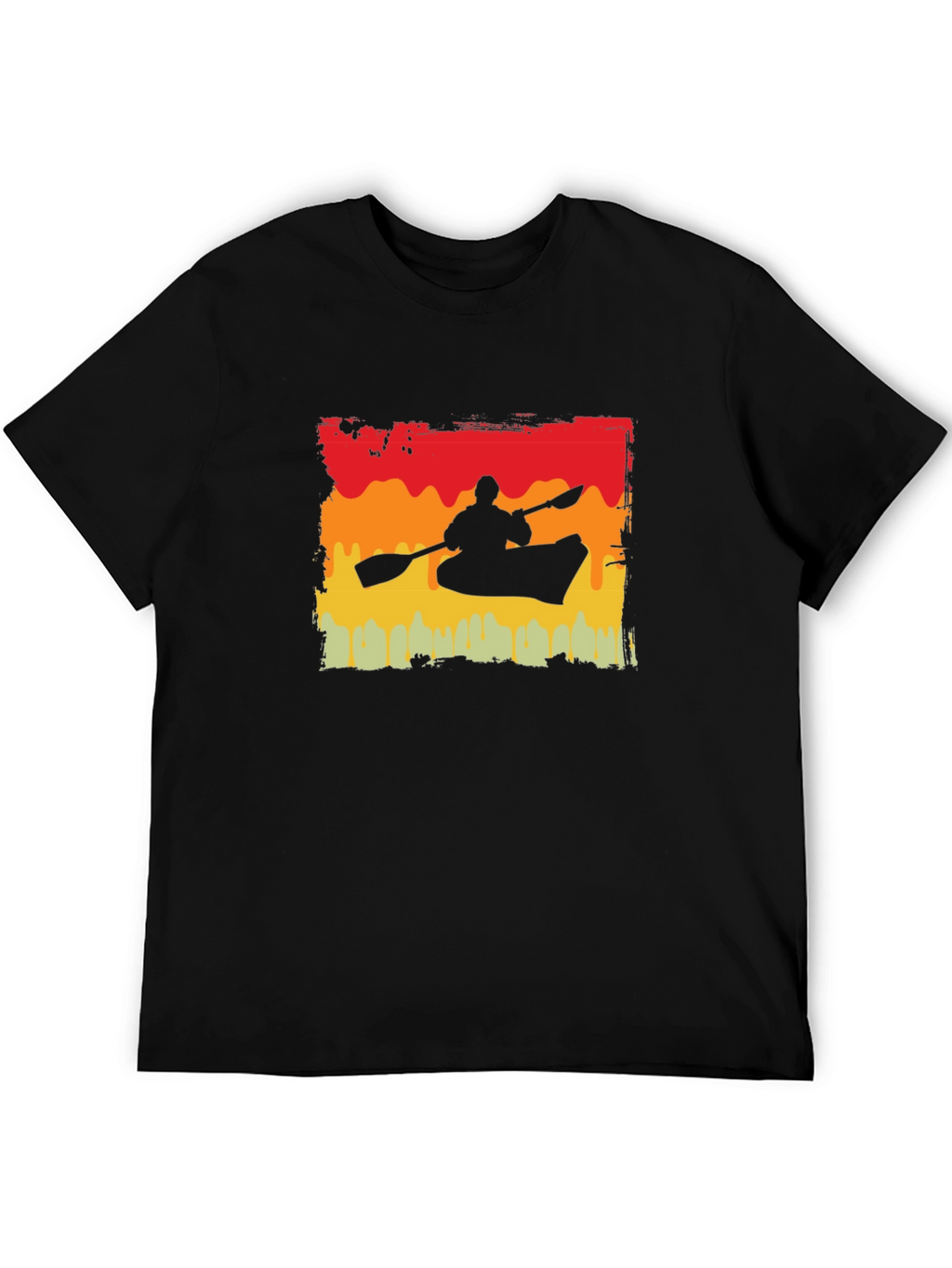 Kayak Silhouette T-Shirt - Retro Sunset Design