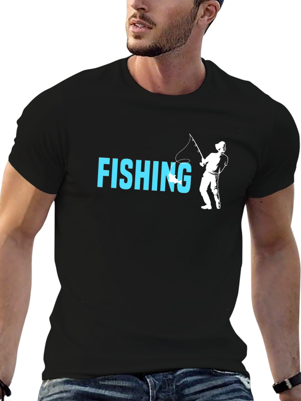 Fishing Graphic T-Shirt - Black Cotton Tee