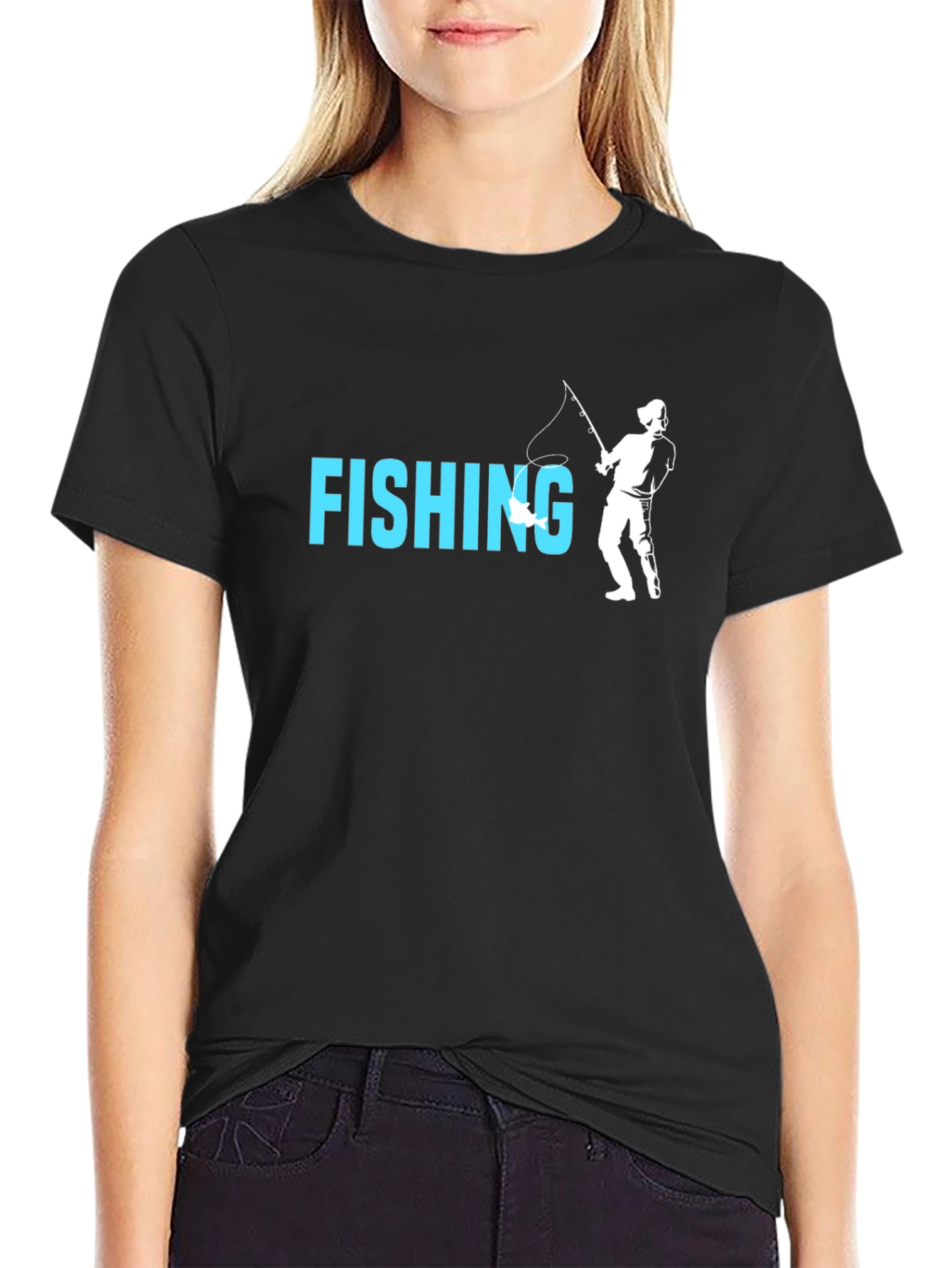 Fishing Graphic T-Shirt - Black Cotton Tee