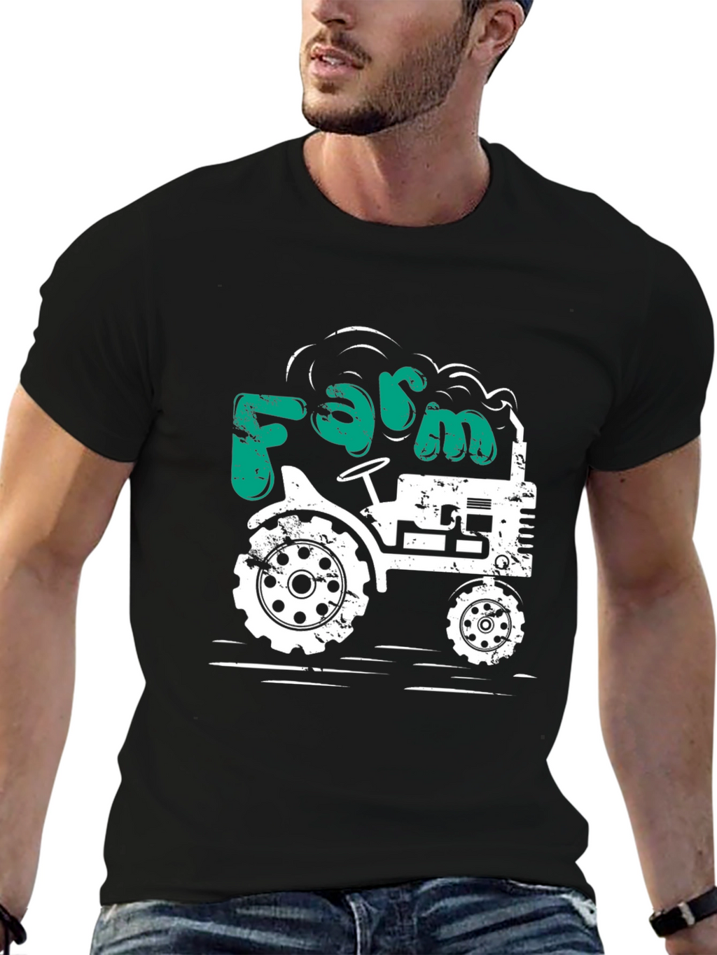Farm Tractor Graphic Tee - Mens Black T-Shirt