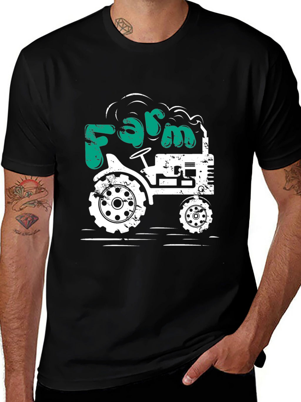 Farm Tractor Graphic Tee - Mens Black T-Shirt