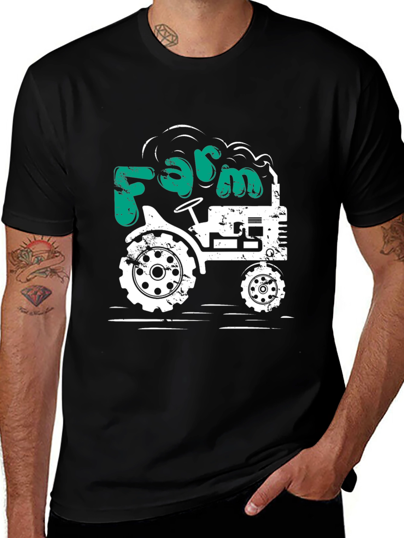 Farm Tractor Graphic Tee - Mens Black T-Shirt