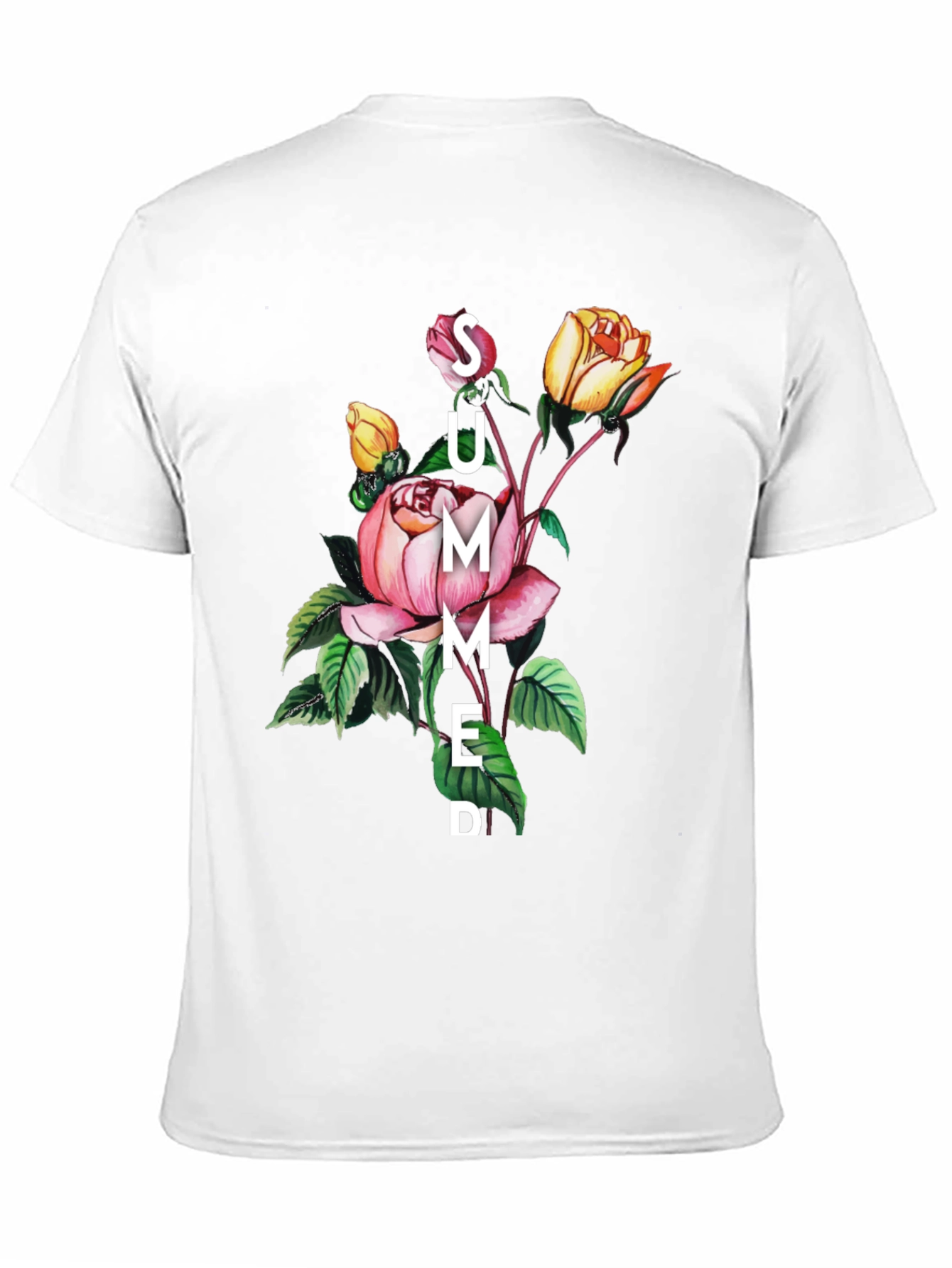Summer Floral Graphic Black T-Shirt