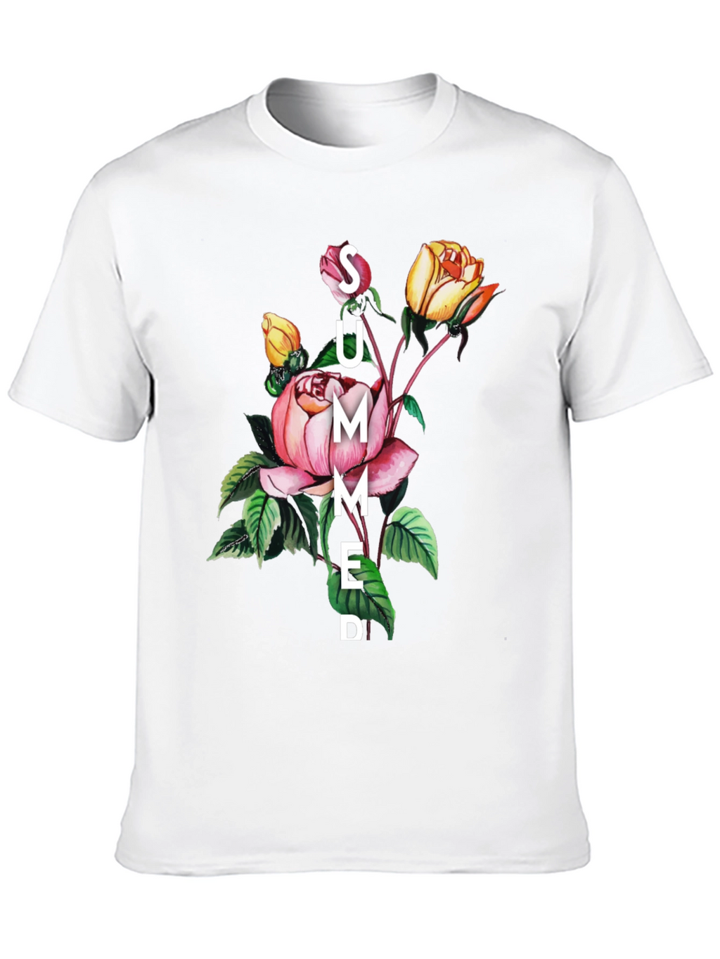 Summer Floral Graphic Black T-Shirt