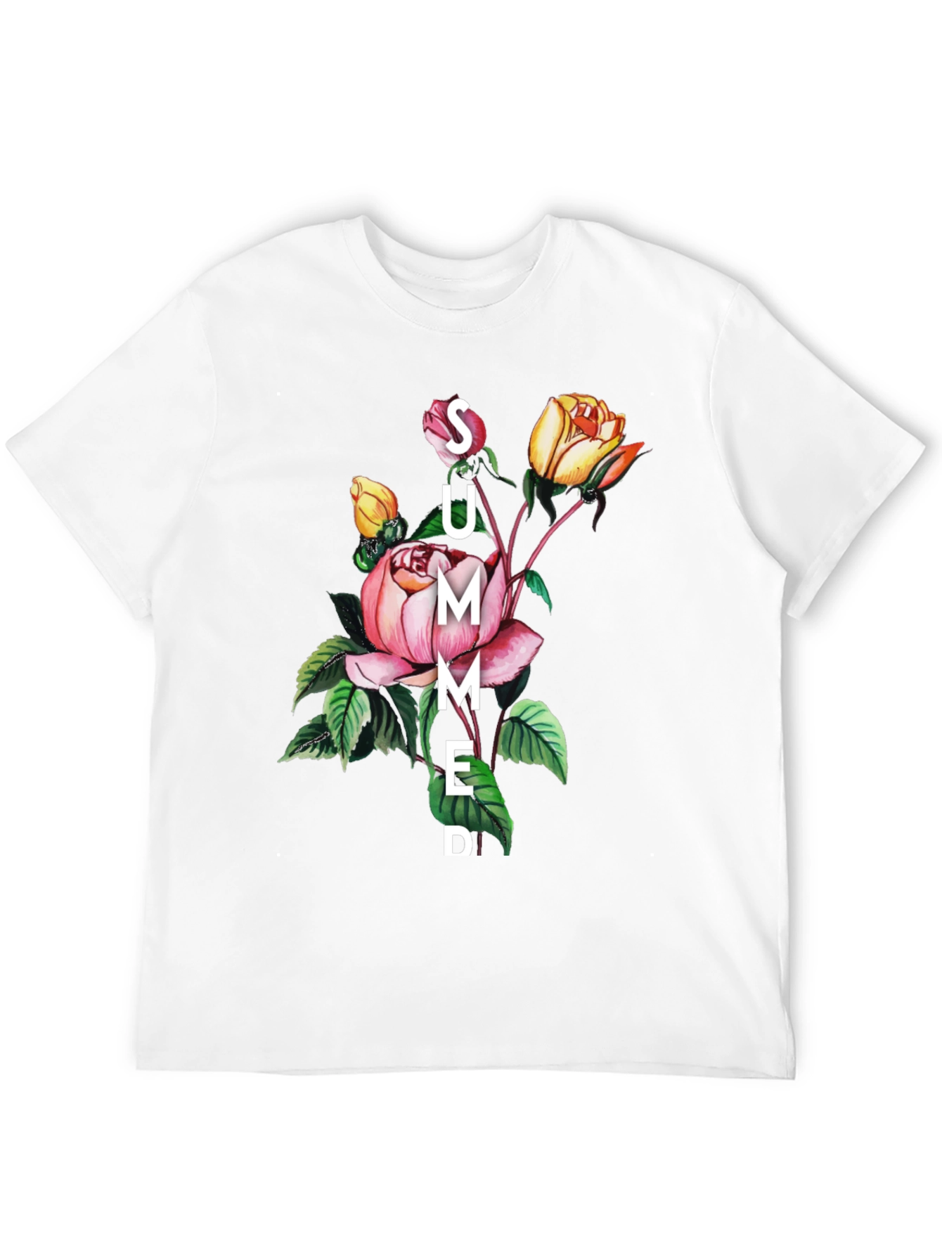 Summer Floral Graphic Black T-Shirt