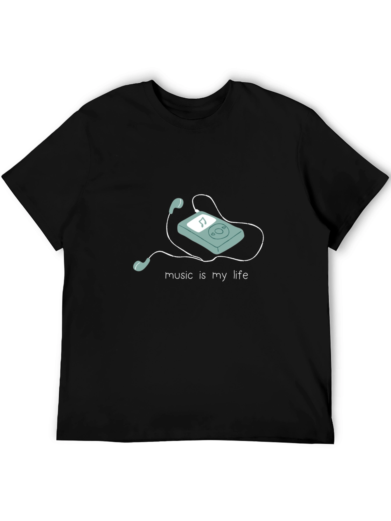 Music is My Life Black Graphic T-Shirt
